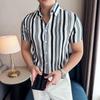 Summer Striped Shirts Men Short Sleeve Slim Fit Casual Shirt Fashion Social Streetwear