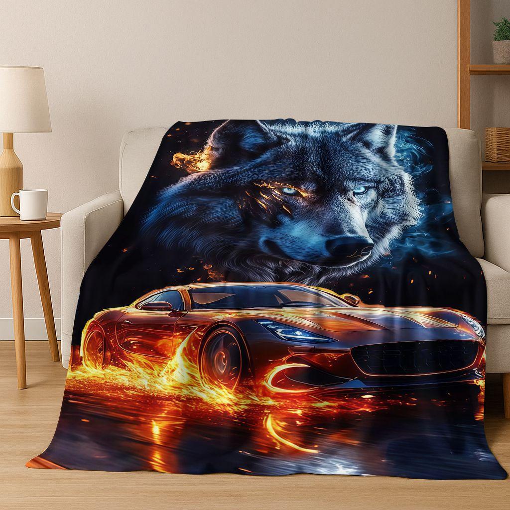 Future Concept Sports Car Racing Bike Art Flannel Blanket,Cozy Soft Throw Blanket for Home Bedroom Bed Sofa Picnic Cover Gift