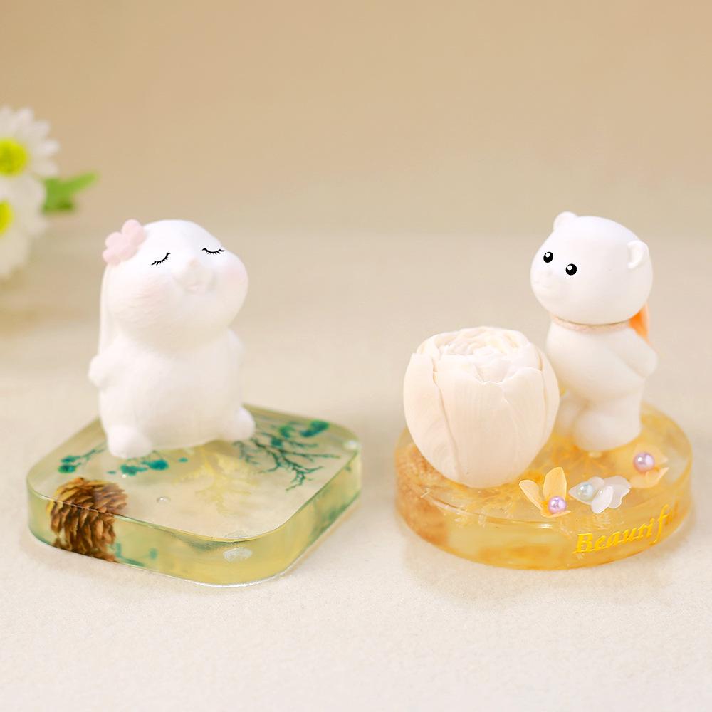 DIY Crystal Dropper 3d Rabbit Mold Aromatherapy Gypsum Candle Mold Waving Teddy Bear Cat Table Silicone Mold