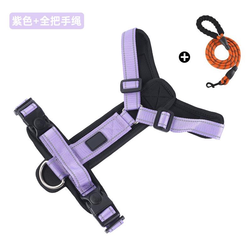 Big dog chest and back anti-break-free I-shaped dog walking leash Comfortable, breathable, wear-resistant, explosion-proof and non-neck leash