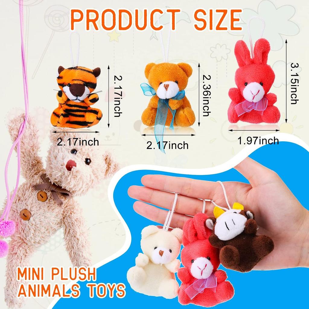 12-200Pcs Mini Stuffed Animals Bulk Party Favors For Kids Treasure Box Toys Classroom Plush Toys Claw Machine Key Chains Carniva