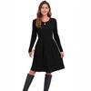 women's vertical ribbed cotton blend crew neck long sleeve midi a line knit sweater dress fall casual swing gown