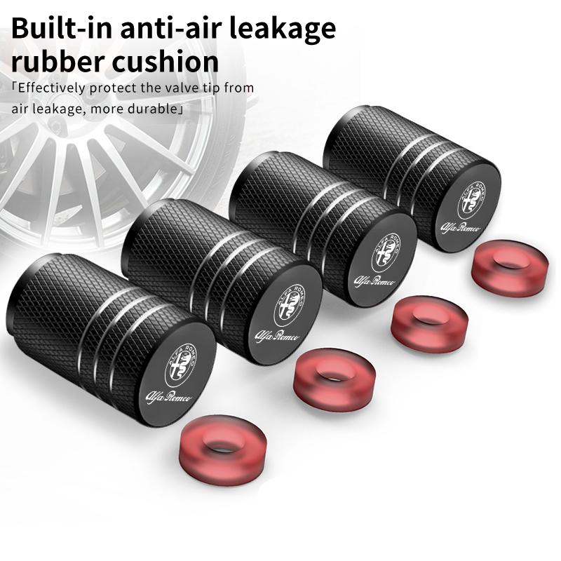 4pcs Car Tyre Valve Caps Aluminium Alloy Tire Valve Dust Protection Cover For Alfa Romeo 159 Giulietta 156 147 Giulia Stelvio GT zq9