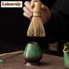 Ofenbrand Fambe Matcha Vierteiliges Set Japanische Keramik Teezubehör Schale Besenhalter Löffel Teeservice Zubehör Handwerksbedarf