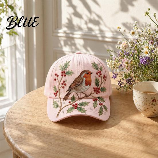 Frühling Sommer Hut Baseballkappe für Damen Stickerei Blumen Vogel Muster Hut Natur inspiriert Lässig Verstellbare Passform Gartenarbeit Sonne Draußen