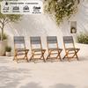 Lot de 4 chaises de jardin pliantes en bois d'acacia FSC - EDEN - Assise textilene - Gris - 58 x 58 x H90 cm