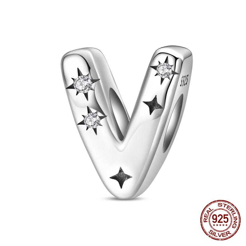 Original Charms Copper Fashion 26 Letters A-Z Charms Beads Fits 3Mm Original Bracelet For Women Diy Jewelry Gifts New In