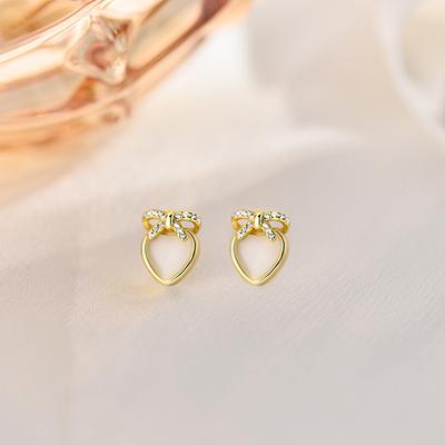 Bow Love Earrings Are Small and Exquisite, Light Luxury High-end Earrings Are Simple and Niche