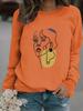 Women's Autumn Winter Casual Long-Sleeved Round Neck Printed Hoodie Sweatshirt