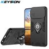 KEYSION Shockproof Armor Case for Infinix Hot 60i 5G Silicone+PC Camera Lens Protection Ring Stand Phone Cover for Hot 60i 5G