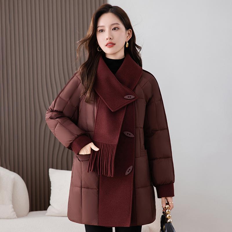 Middle-aged Mother Winter Clothing Splicing Down Cotton Clothing New Middle-aged and Elderly Cotton Clothing Warm Jacket