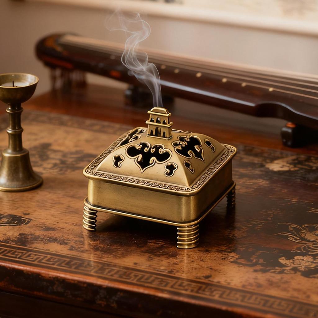 Burner Holder Chinese Ornament Censer Hollow Design for Office Living Room Bookshelf Bedroom