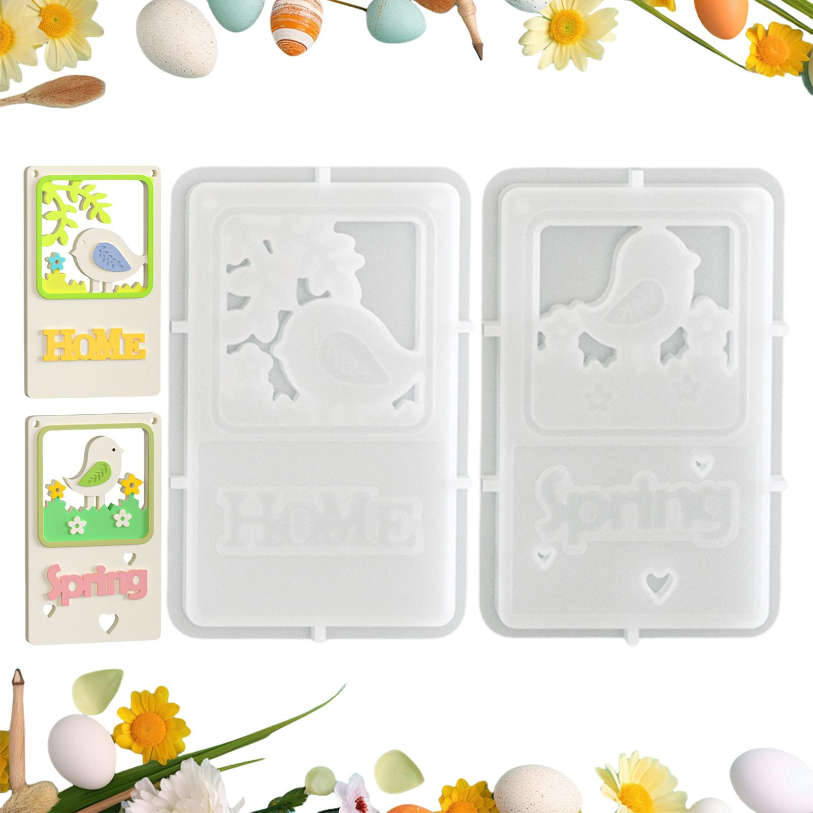 

2pcs Easter Silicone Making Molds Easter Birds Flowers House Ornaments Reusable Spring Molds Easter Birthday Party Home Decor China Mainland