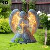 2D Angel Cross Garden Statue Religious Memorial Decor Durable Plastic Lawn Tombstone Mark Christmas Easter Thanksgiving Easy To Install