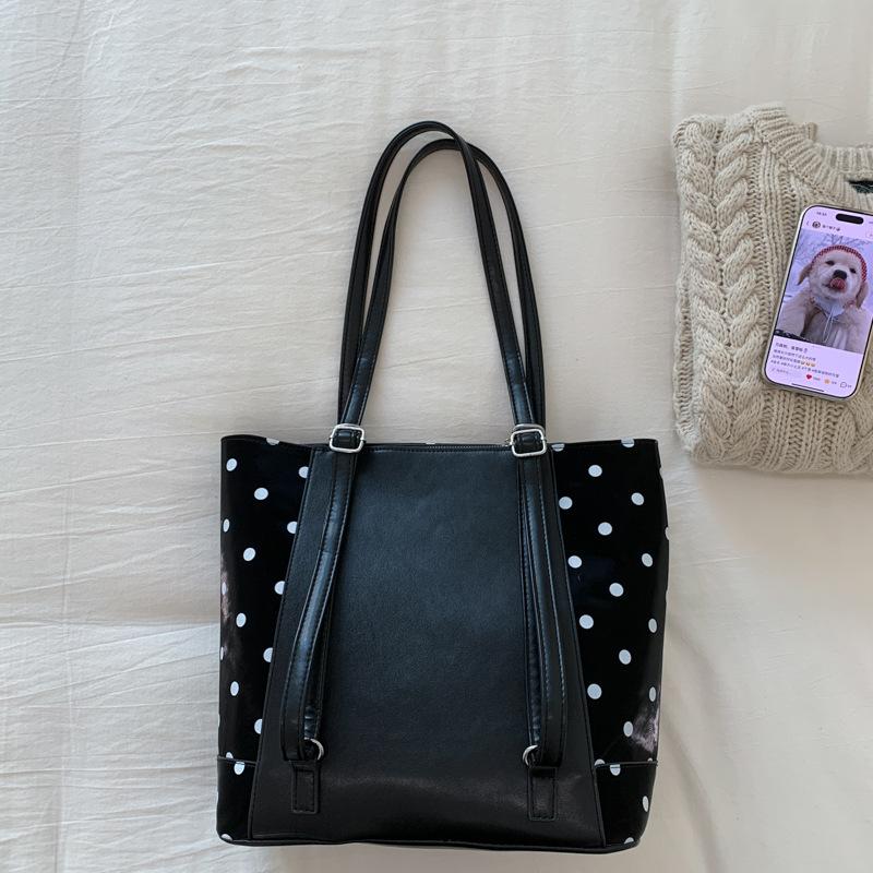 Korean trend polka dot puppy shoulder tote bag autumn new large-capacity multi-functional commuter backpack