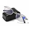 Latest Metal Material Frame Folding Reading Glasses Men And Women Anti Blue Light Gold And Silver Full Frame PC Lens With Leather Case
