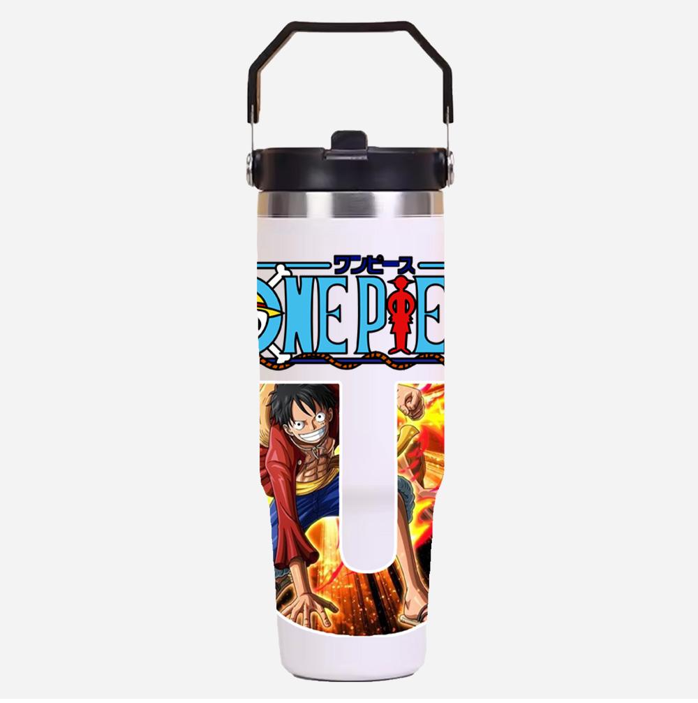 30oz Anime A-Z English Letter Printed Simple Solid Color Stainless Steel Thermos Water Cup Thermal Insulation Cold Ice Cup