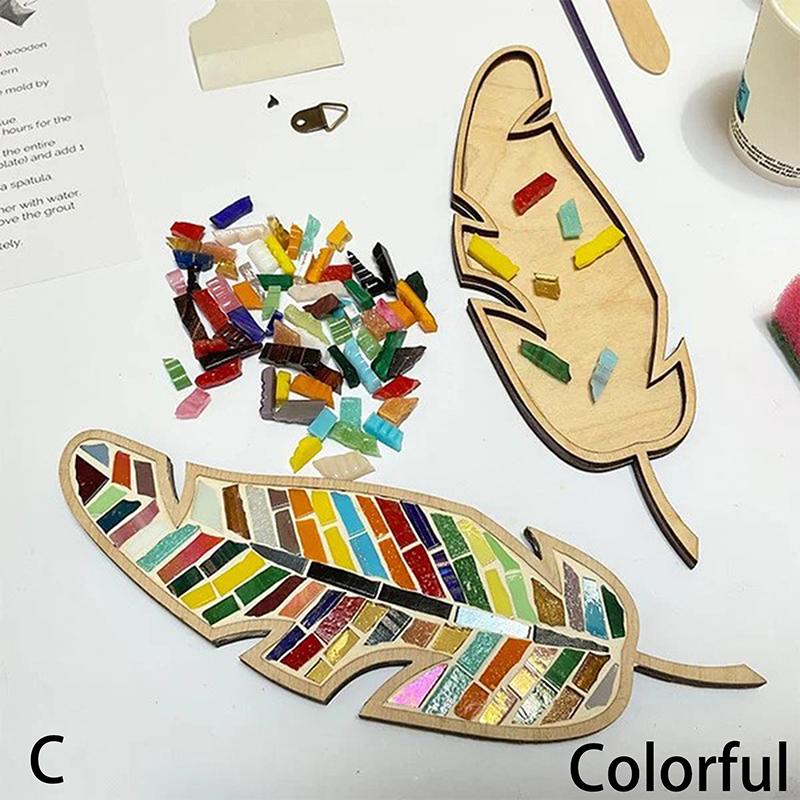 Creative Diy Stained Glass Craft Mosaic Kit Bright Feather Diy Mosaic Kit Handmade Crafts Lovers For Adults/Kids