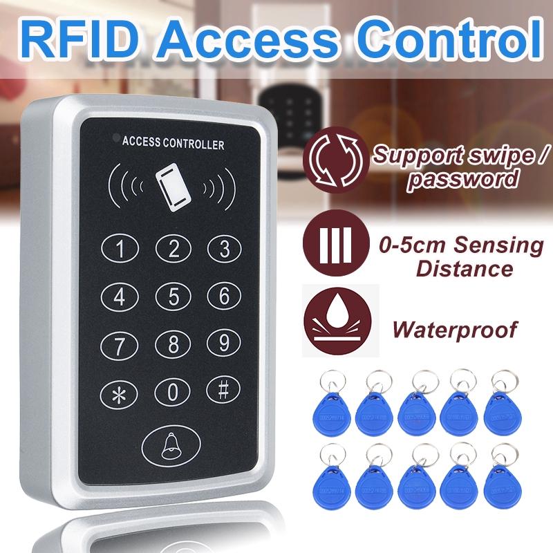DC 12V 300KHz 10pcs Standalone Access Controller+EM RFID Access Control Keypad panel Card Reader Door Lock