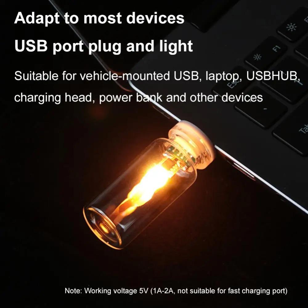 Retro USB LED Filament Nachtlicht Gelb Warm Glühbirne Beleuchtung Flamme Umgebungslicht Für Heimdeko Notbeleuchtung