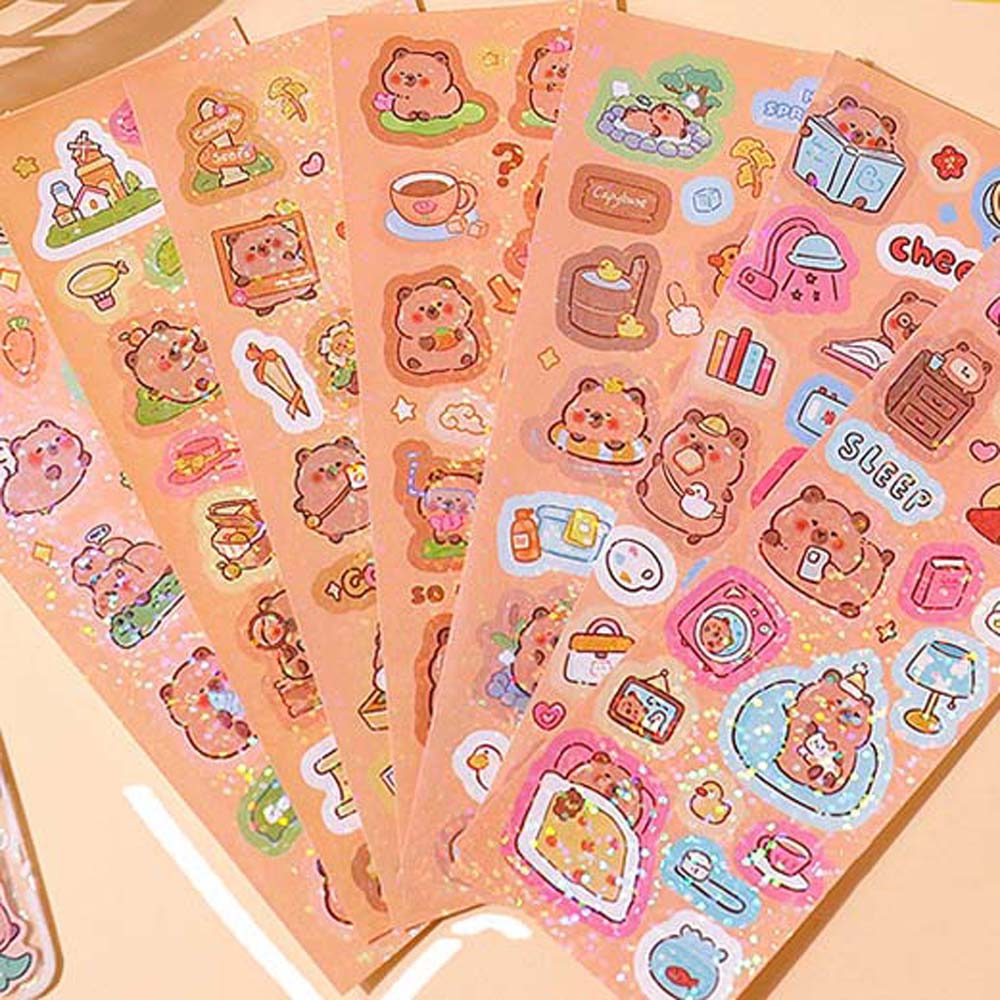 10Sheets School Supplies Capybara Decoration Sticker Capybara Kids Toys Sticker  Diary