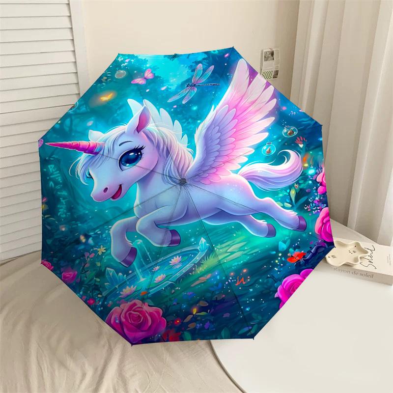 

1PC Unicorn Umbrella-8-Rib Reinforced, Automatic Open, Lightweight & Durable, Fashion Accessory for Outdoor, J0399