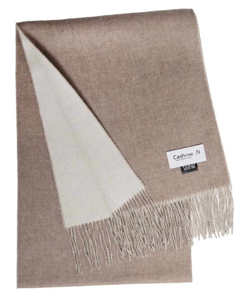 NORV30 Collaboration with Naoko Supreme Quality Cashmere Reversible Cashmere Fine Unisex Beige x White [Cashmee] Iijima. .N 100% Scarf, Yarn, Elegant,