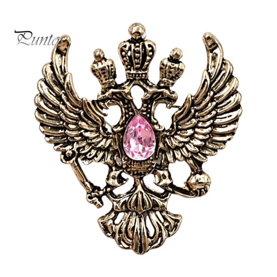 Solid Metal Brooch Eagle Pin, Double-Headed Design Lapel Alloy Anti-Oxidation Strong Buckle Badge for Coats Shirts Bags Accessories Vintage Style