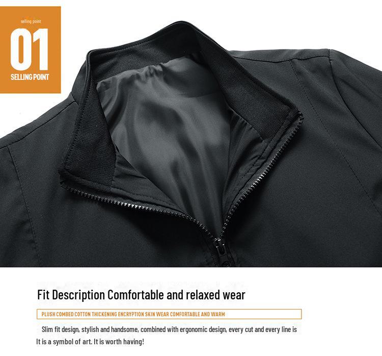 Spring/Autumn 2022 Men's Solid Color Stand Collar Jacket, Large Size Casual Wear