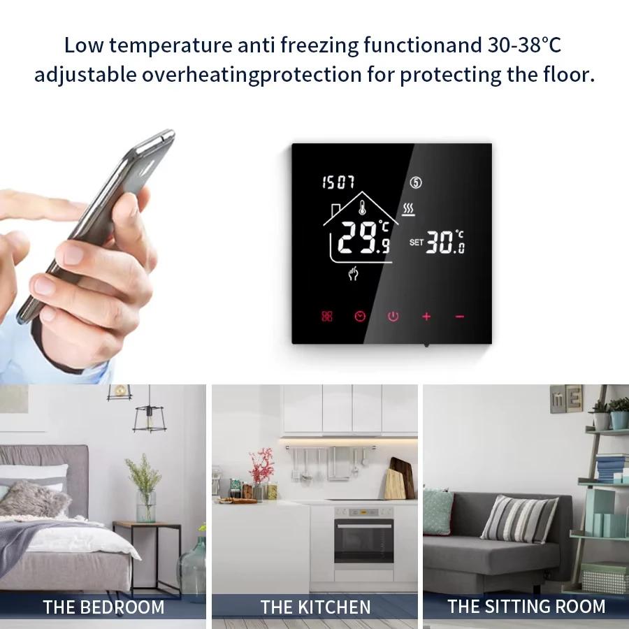 M4A Samrt Wifi Thermostat 16A Temperature Controller With Voice Timing For Electric Warm Floor Heating Works With Alexa Google
