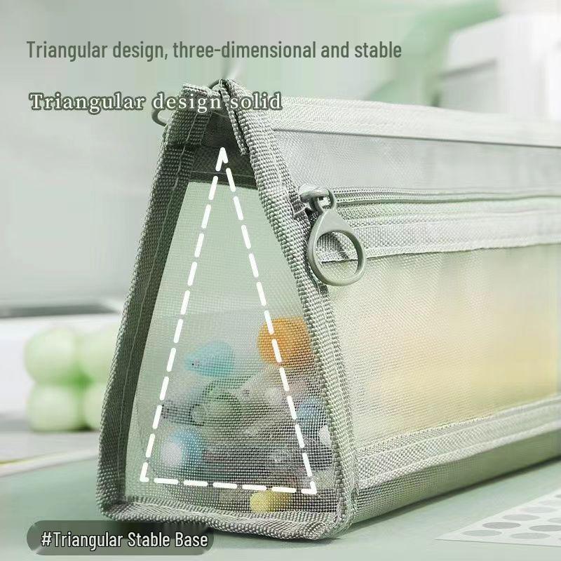 Double-Layer Transparent Pencil Case with Large Capacity for Students