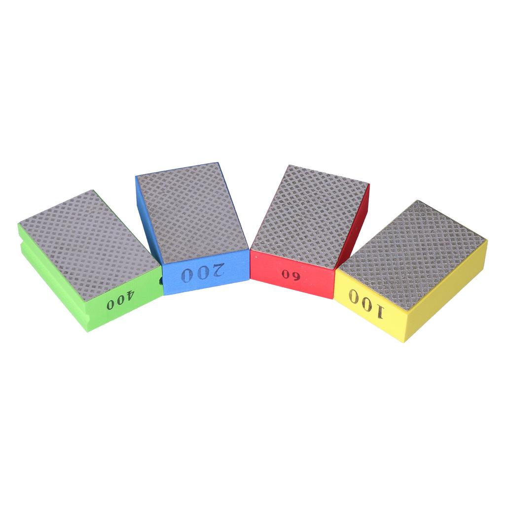 4Pcs Diamond Hand Polishing Pads for Tile Stone Trimming Deburring 60# 100# 200# 400# Grit