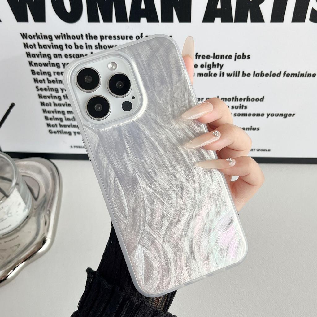 Advanced IMD Feather Yarn Water Ripple for IPhone15 Phone Case 16promax Color Painting Customized Protective Cover