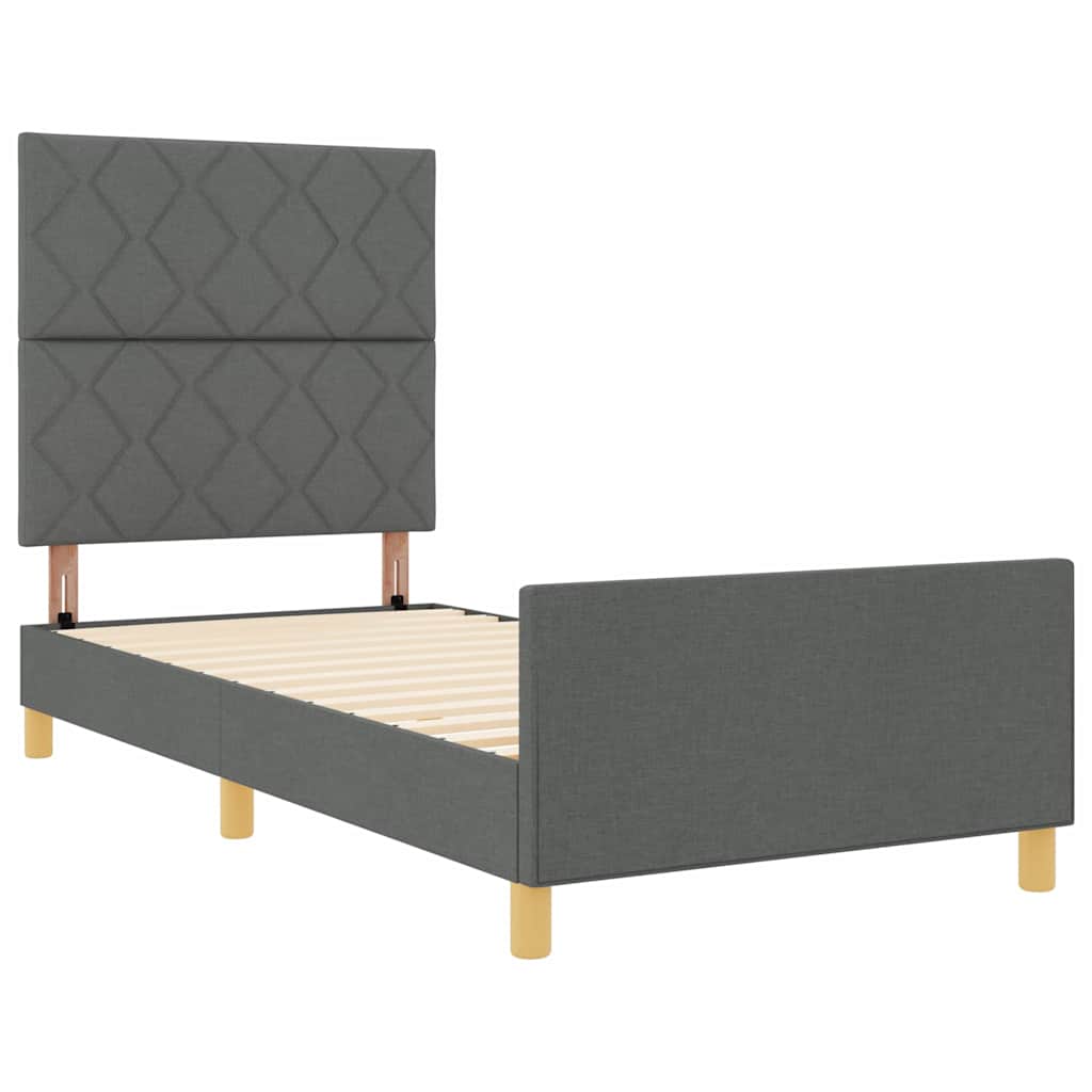 Bed Frame with Headboard Dark Grey 90 X 200 Cm Fabric