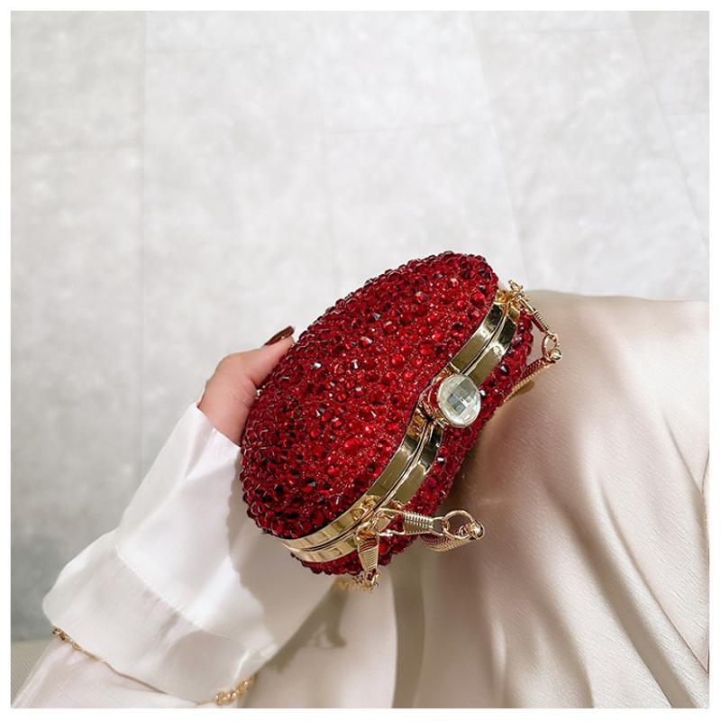 1 Piece Rhinestone Mini Handbags Luxury Diamond Inlay Heart Shape Crystal Clutch Purse Evening Wedding Party Shoulder Bag