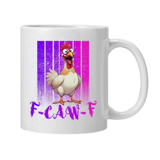 Personlig F-Caw-F Kyllingkrus 15oz Keramisk Kaffekopp Morsom Hane Gårdsdyr Humor Krus Gjenbrukbart Oppvaskmaskin Mikrobølgeovn Sikker Drikkeglass