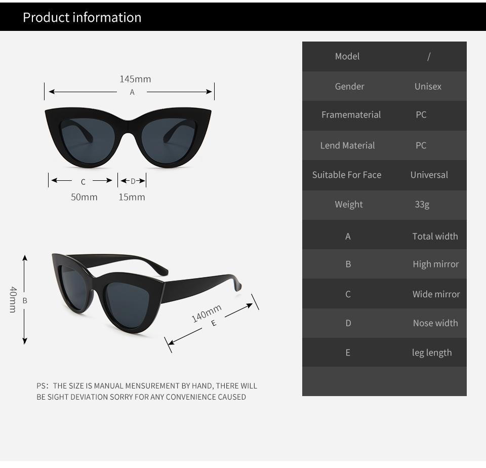Big Cat Eye Ladies Sun Glasses Glasses Colored Eyeglasses Ladies Vintage Sun Glasses Female Black Pink Blue Cateye Sunglasses Designer Style Style