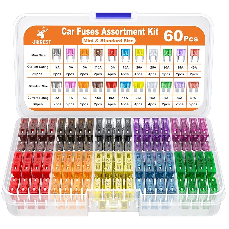 JOREST 300Pcs Car Fuse Assortment Kit, 160 Mini Blade Fuses Automotive + 90 Standard Auto Fuses + 50 Micro + Puller – Replacement for RV Camper