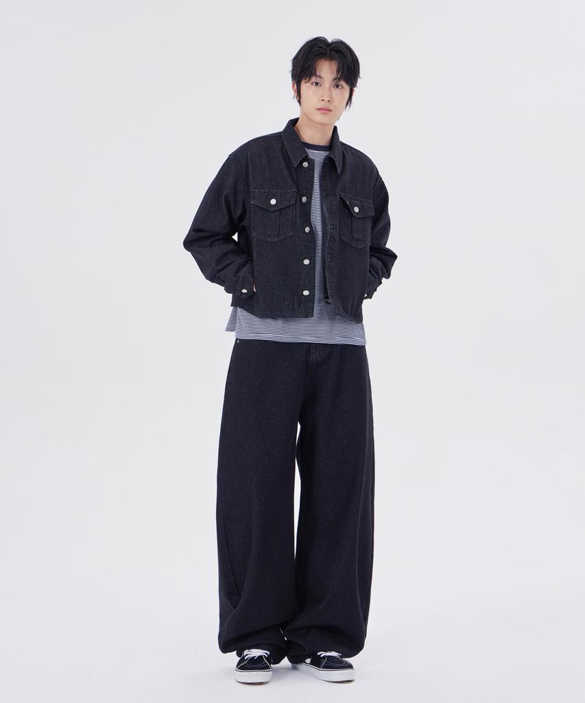 Glw Non-Faded Crop Denim Jacket Black