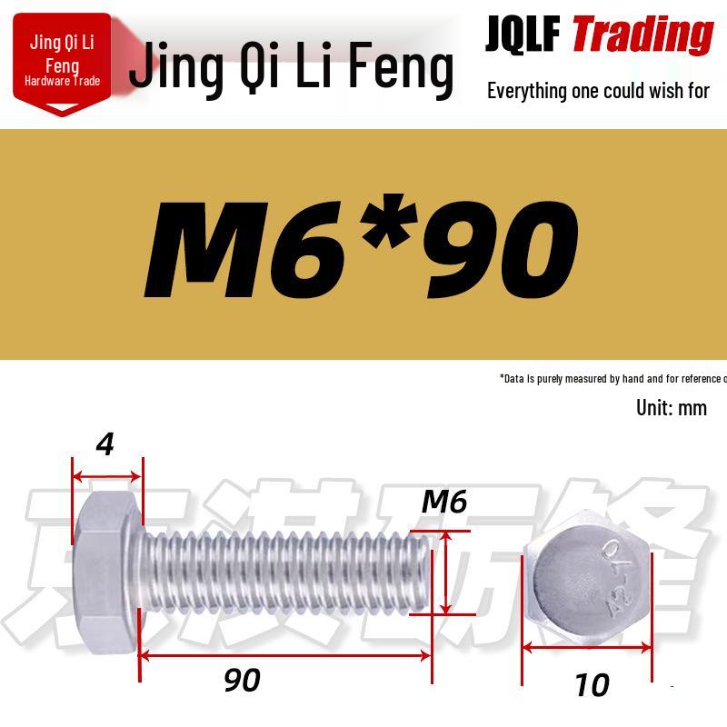 201 Stainless Steel Hex Head Full Thread Bolt: Wear & Corrosion Resistant, M4-M14 for Aerospace Machinery