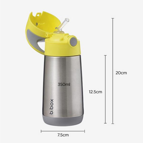 Bibox stainless steel straw cup 350ml, gray yellow, 1 piece