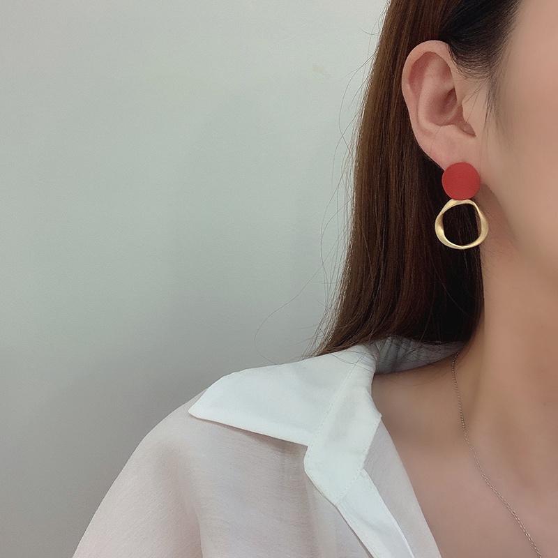 Autumn Winter New Brown Earrings Vintage Matte Drop Earrings For Women Metal Fashion Statement Dangle Earring Trend Jewelry