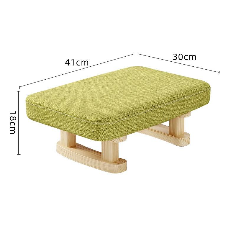 Retro Solid Wood Square Stool, Creative Fabric Sofa Low Stool for Living Room Shoe Changing Home Use
