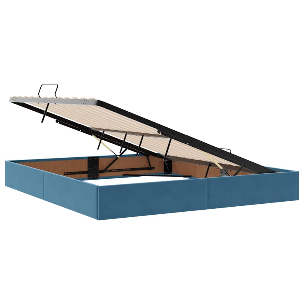 Storage Bed with Mattress Dark Blue 160 x 200 cm Velvet
