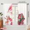 2pcs,2D Plane Printing Contemporary Curtains Cute Pink Gnome Reindeer Sleigh Gifts Durable Polyester (without Rod) Home Decor