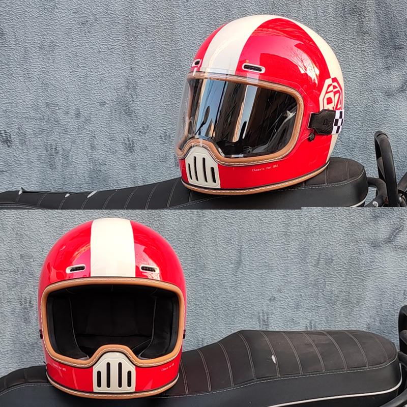 ORZ Retro Full Helmet Motorcycle Motorcycle Helmet Four Seasons Couple Street Bike Helmet Riding