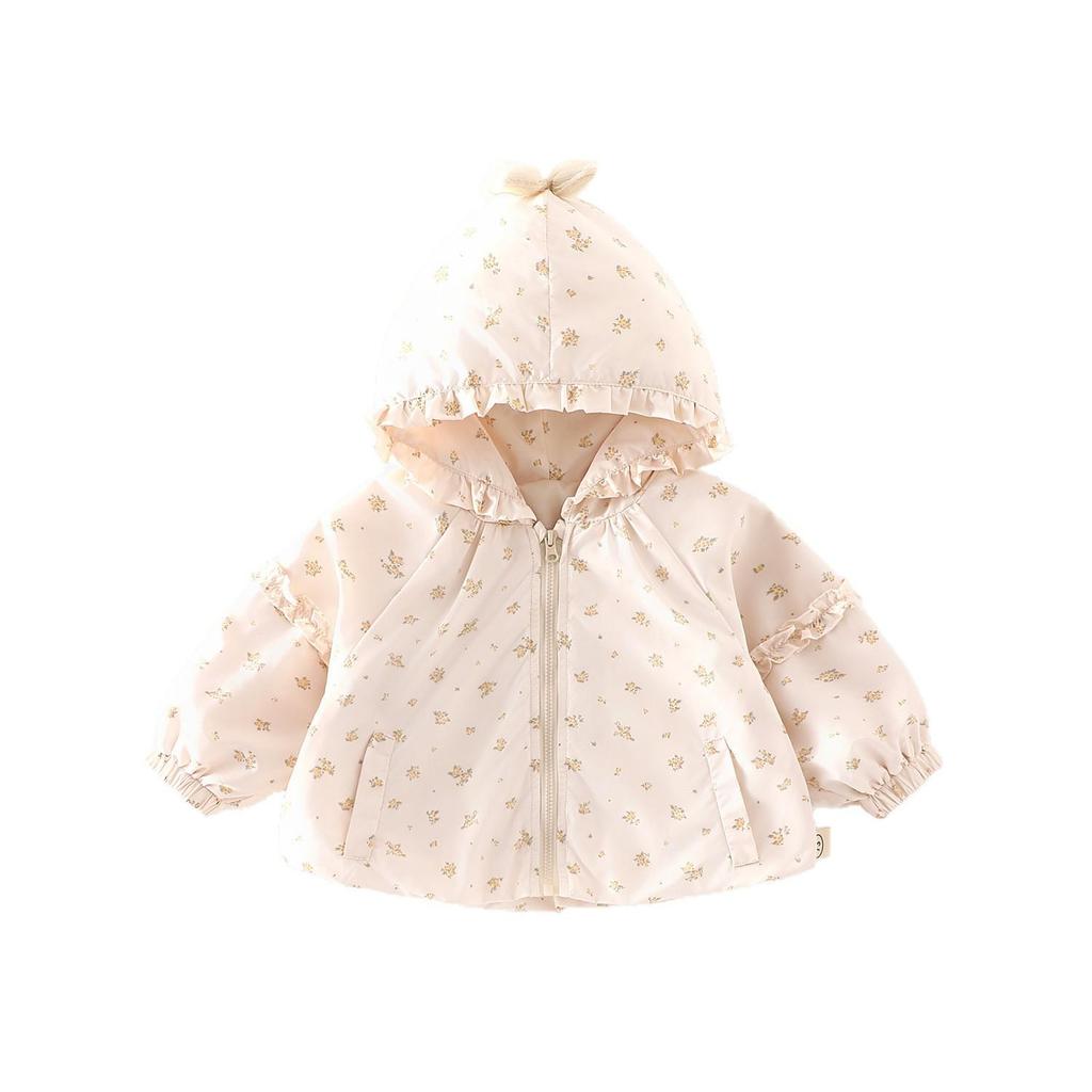 Girls' Korean Style Autumn Floral Cartoon Hooded Coat 2025