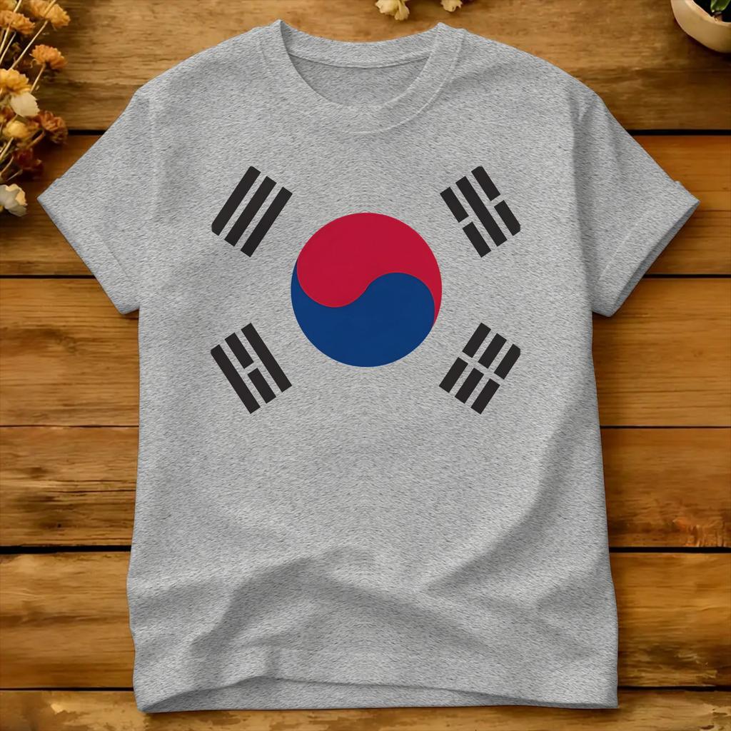 Oversized T-shirt Zomer Koreaanse Vlag Vrijetijds T-shirts Zuid-Korea Puur Katoen T-shirt Voor Unisex Klassiek Korte Mouw Top T-shirts