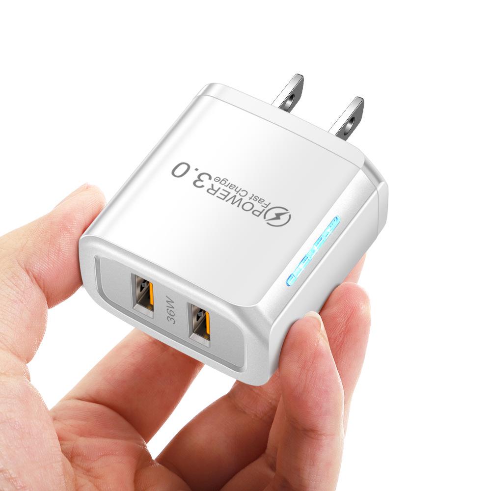 Mark 36W Dual USB Charger with LED, Dual Port for Fast Charging, Travel Charger