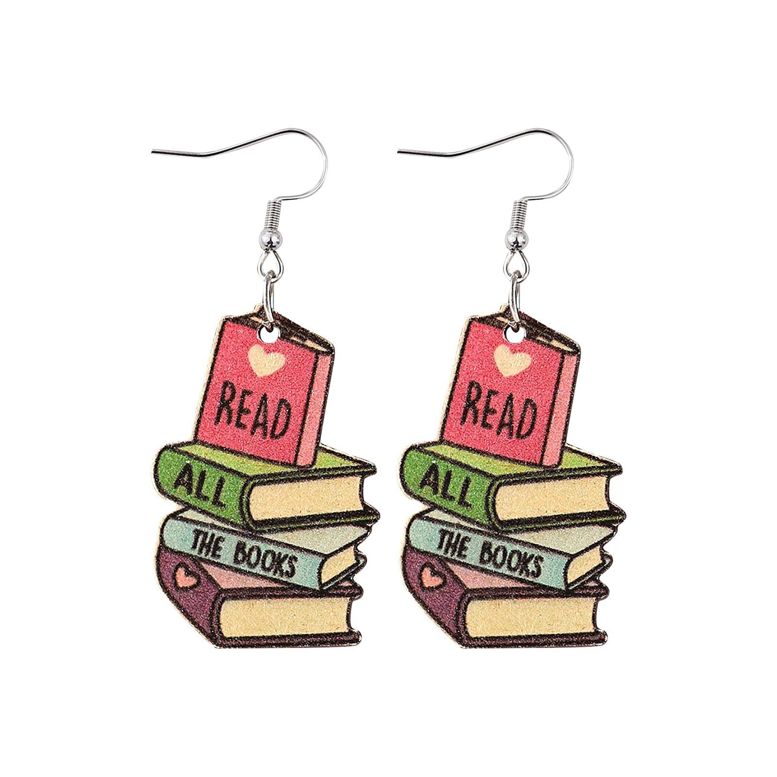 

Серьги из книги «Любовь» Деревянные серьги Книга Серьги Двусторонняя живопись One Size